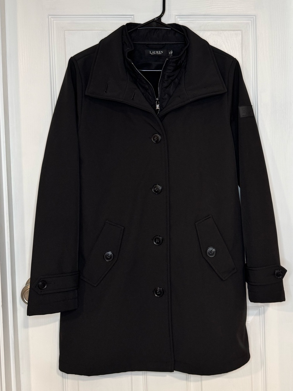 Lauren Ralph Lauren Women’s Black Pea Waterproof Coat with Quilted Inner Zip